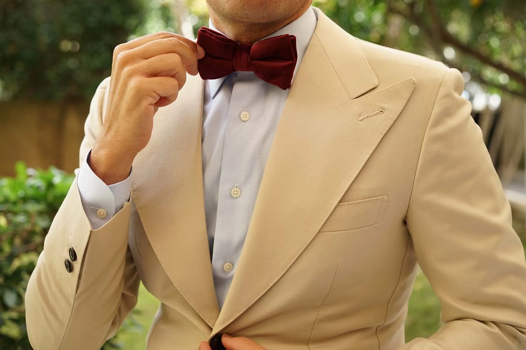 Bond Burgundy Velvet Bow Tie sold by OTAA product image thumbnail 3