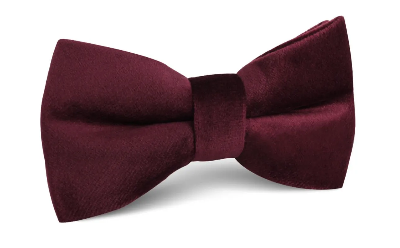 Bond Burgundy Velvet Bow Tie made by OTAA