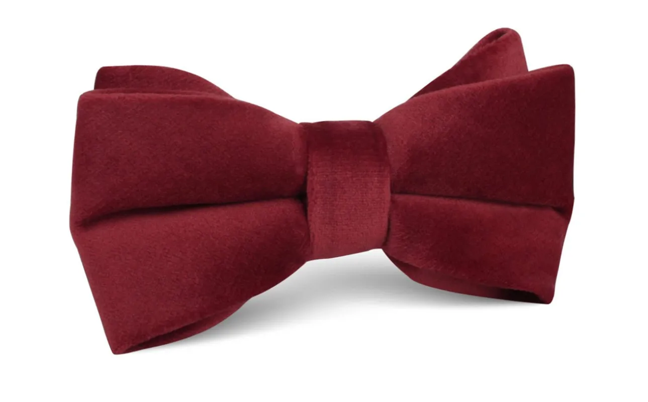 Maroon Velvet Bow Tie made by OTAA