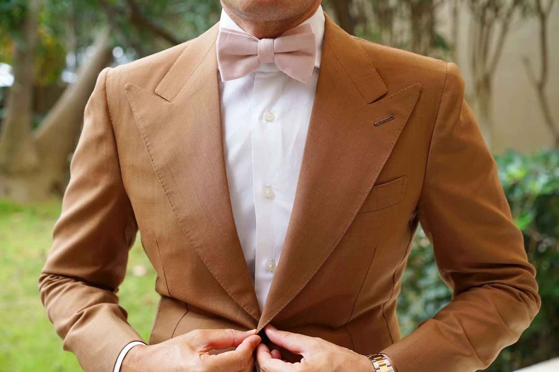 Blush Pink Velvet Bow Tie sold by OTAA product image thumbnail 3