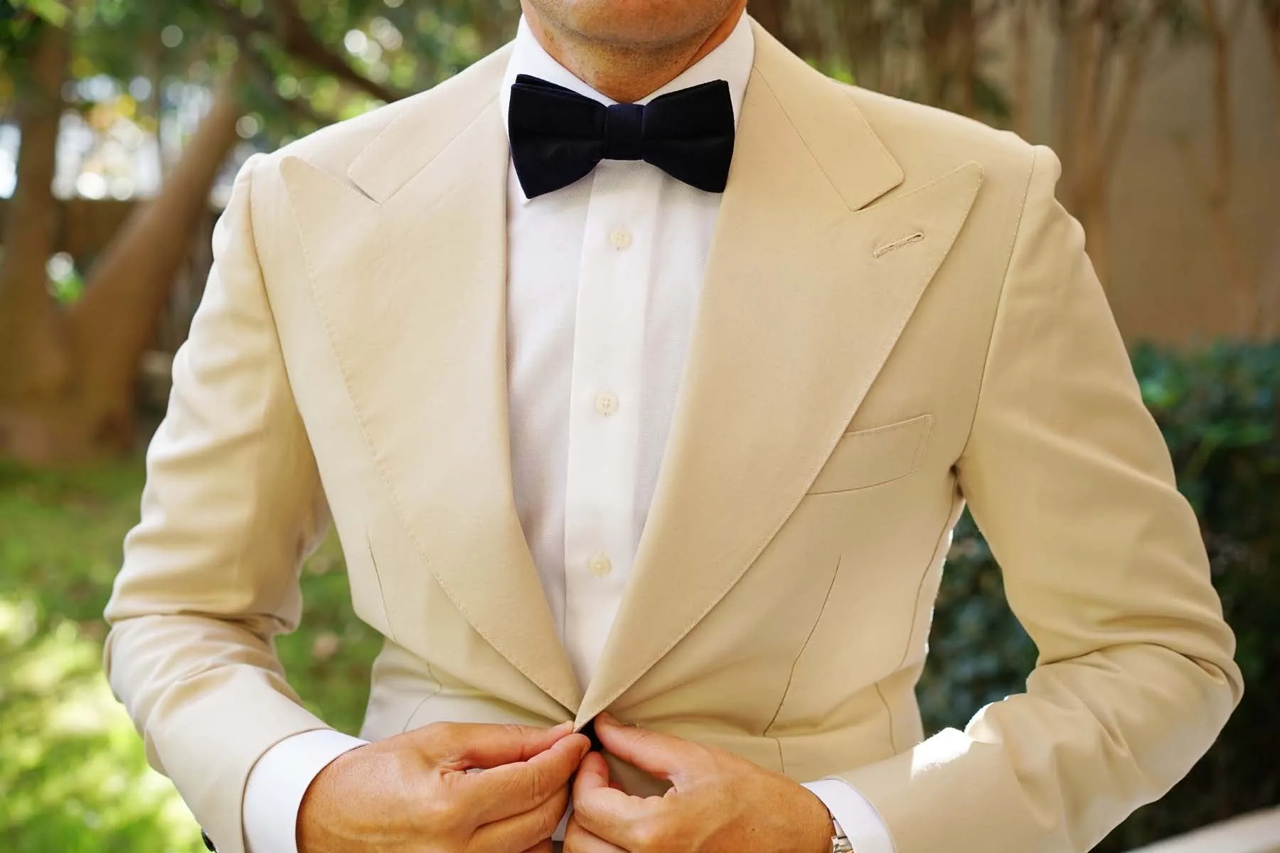 Navy Blue Bond Velvet Bow Tie sold by OTAA product image thumbnail 3