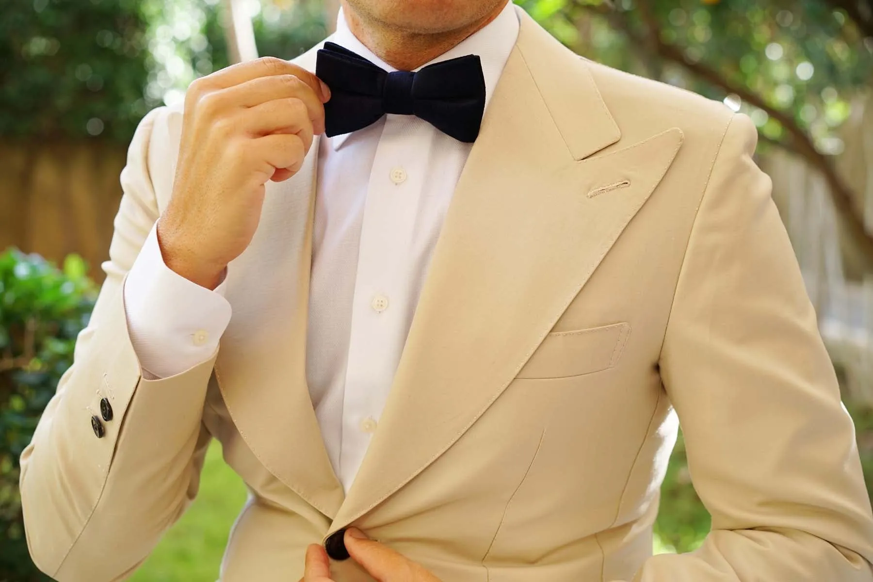 Navy Blue Bond Velvet Bow Tie sold by OTAA product image thumbnail 5