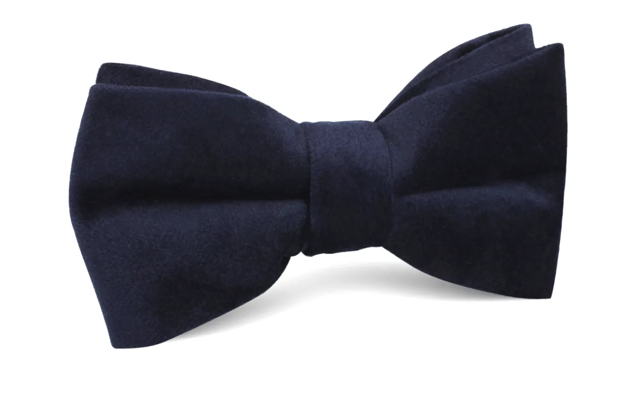 Navy Blue Bond Velvet Bow Tie made by OTAA