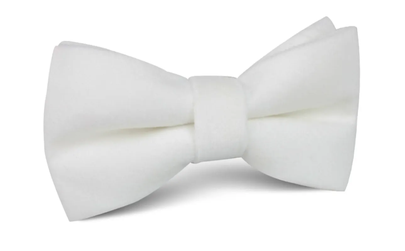 White Velvet Bow Tie made by OTAA