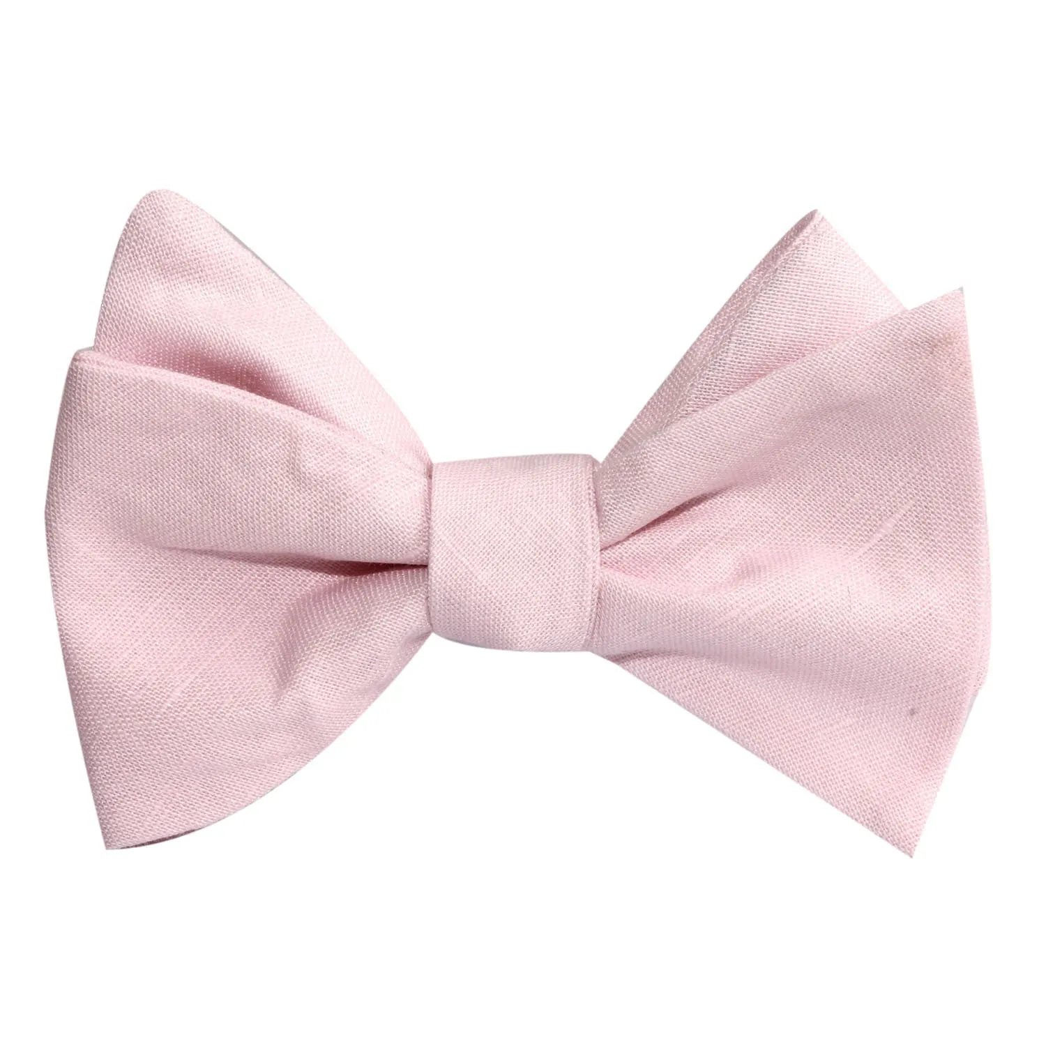 Blush Pink Slub Linen Self Tie Bow Tie sold by OTAA product image thumbnail 2