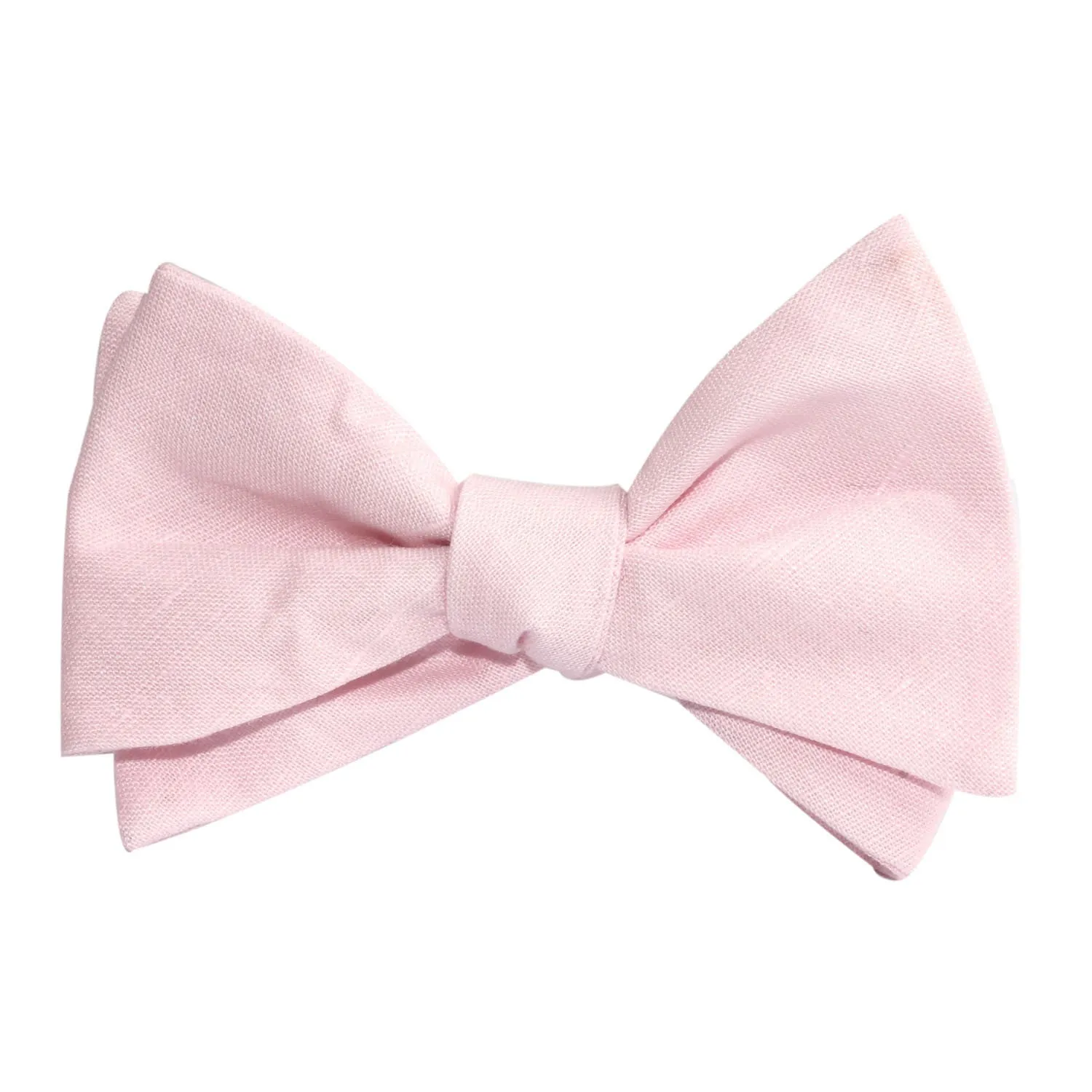 Blush Pink Slub Linen Self Tie Bow Tie sold by OTAA product image thumbnail 4