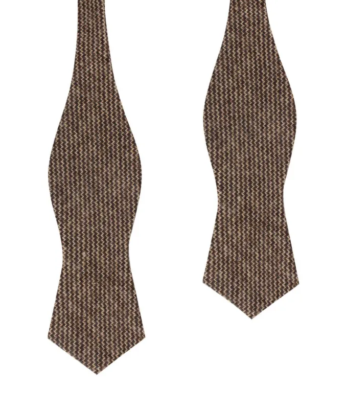 Espresso Brown Zigzag Wool Diamond Self Bow Tie made by OTAA
