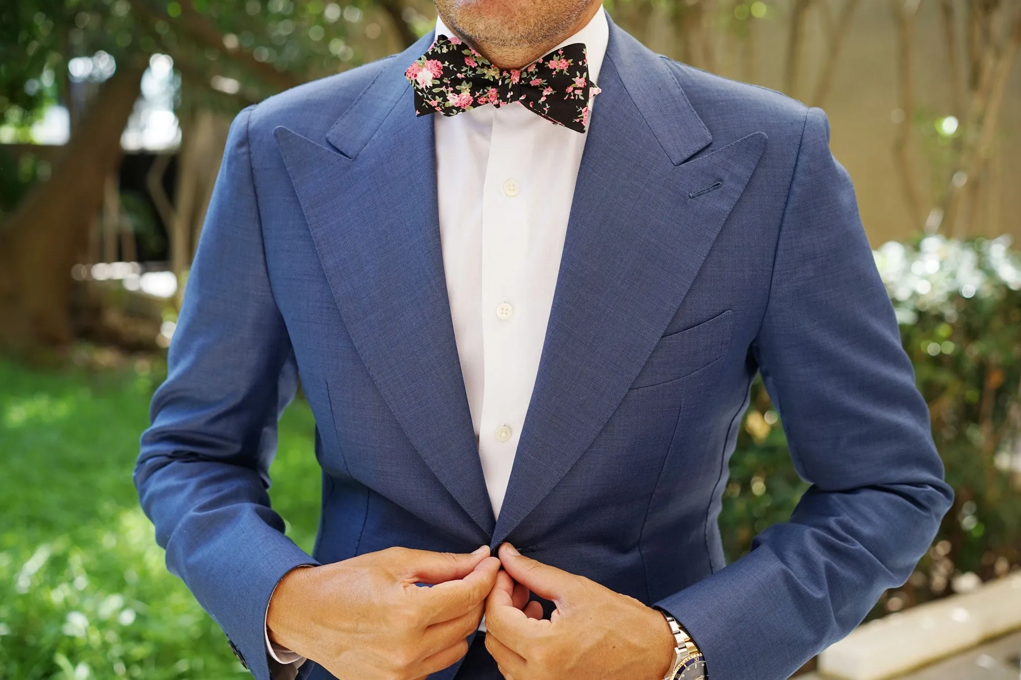 Carnation Floral Pink Diamond Self Bow Tie sold by OTAA product image thumbnail 4