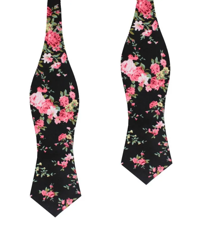 Carnation Floral Pink Diamond Self Bow Tie made by OTAA