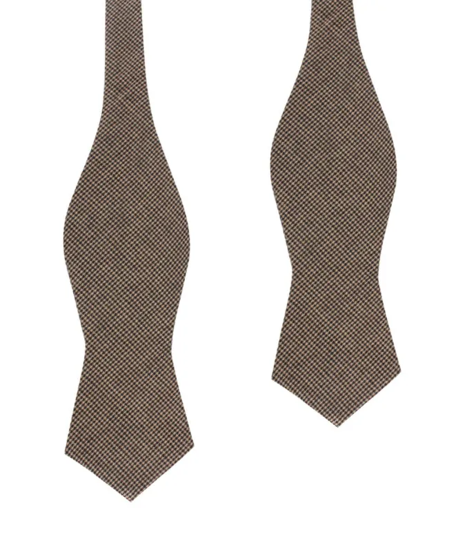 Khaki Black Houndstooth Blend Diamond Self Bow Tie made by OTAA