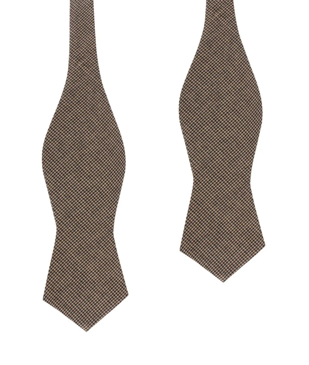 Khaki Black Houndstooth Blend Diamond Self Bow Tie sold by OTAA