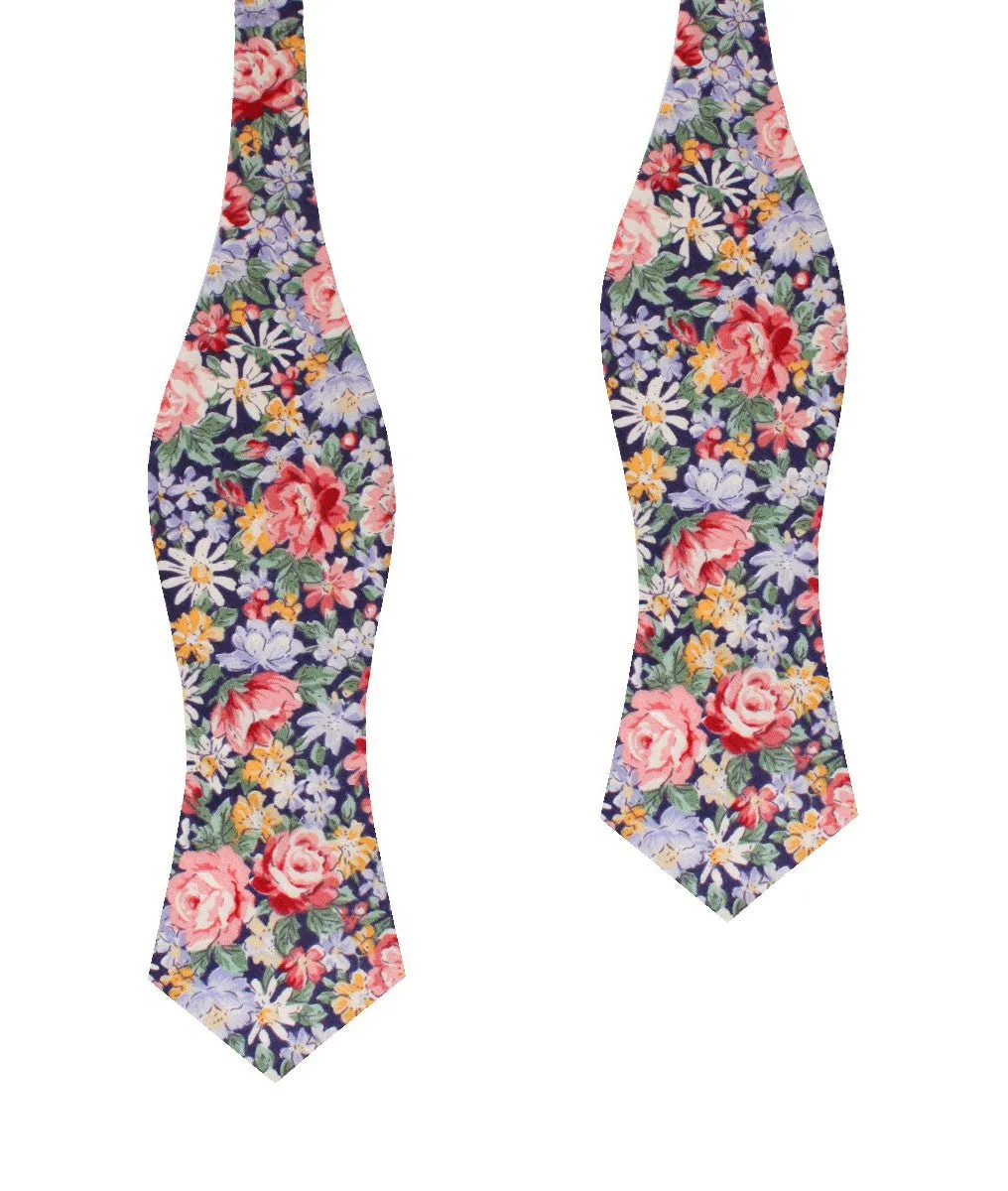 Pink Chrysanthemum Floral Diamond Self Bow Tie sold by OTAA