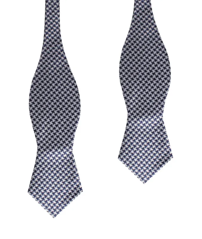 Deep Blue Houndstooth Diamond Self Bow Tie made by OTAA