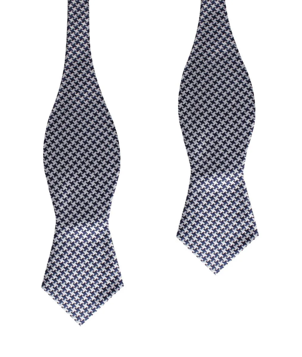 Deep Blue Houndstooth Diamond Self Bow Tie sold by OTAA