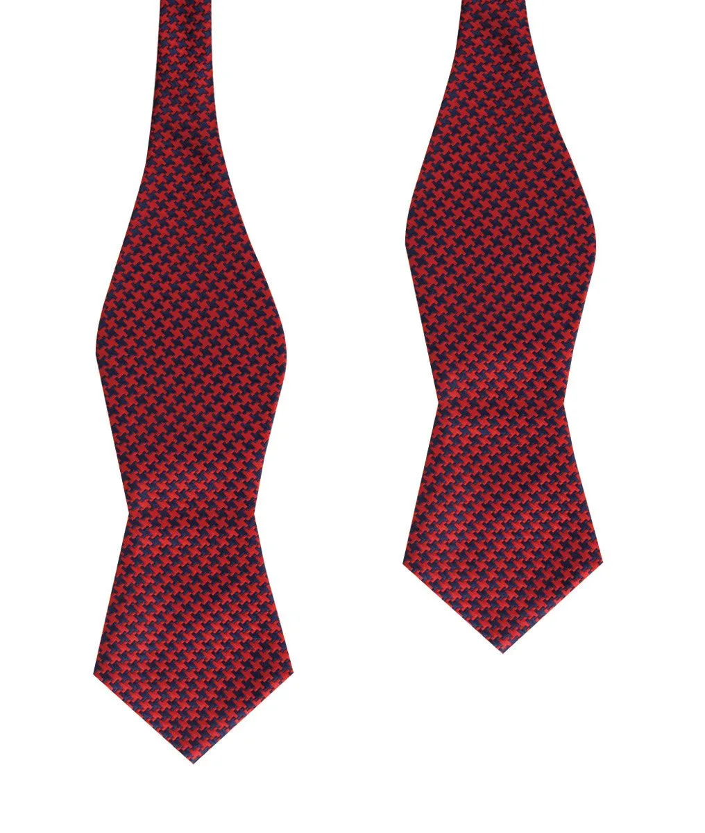 Scarlet Red Houndstooth Diamond Self Bow Tie sold by OTAA