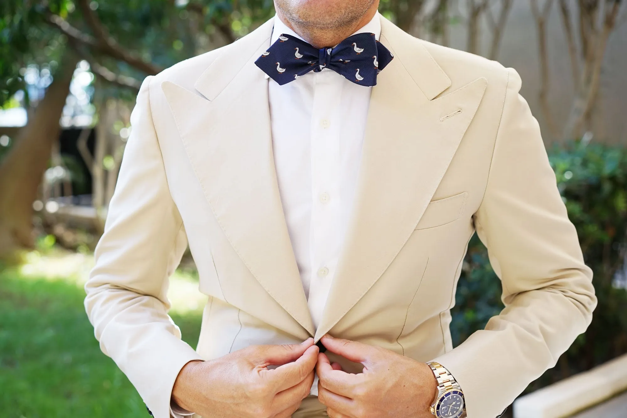 Russian White Goose Diamond Self Bow Tie sold by OTAA product image thumbnail 4