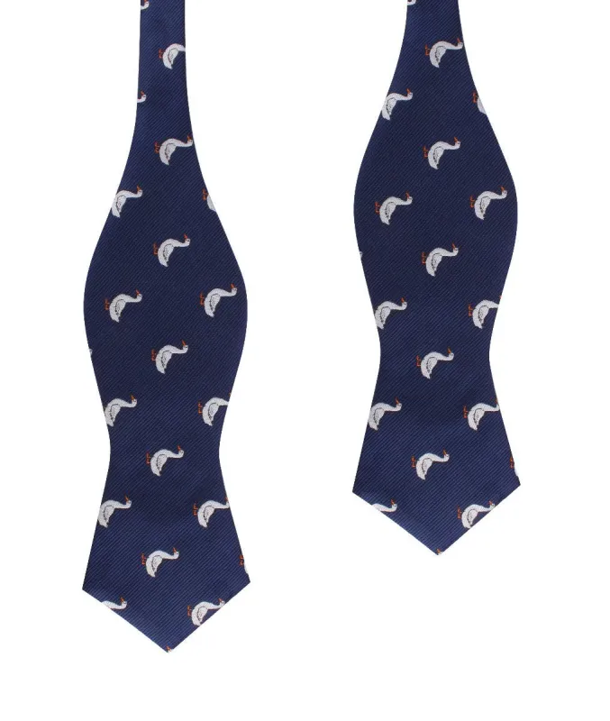 Russian White Goose Diamond Self Bow Tie made by OTAA