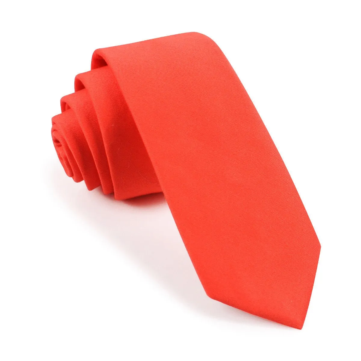 Coral Pink Cotton Skinny Tie sold by OTAA