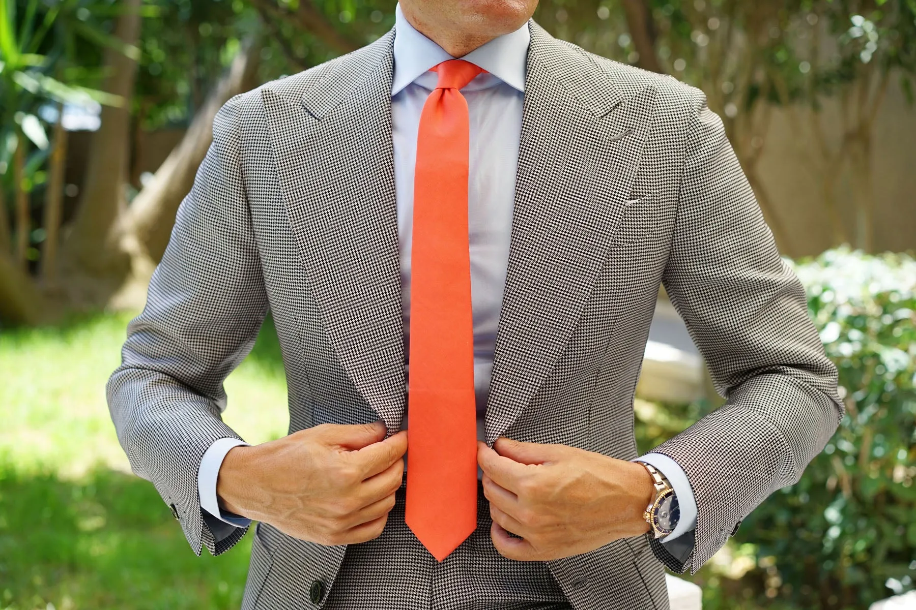 Coral Pink Cotton Skinny Tie sold by OTAA product image thumbnail 5