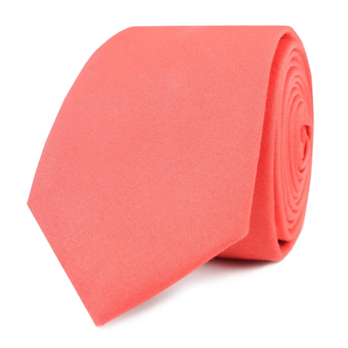 Coral Pink Cotton Skinny Tie sold by OTAA product image thumbnail 2