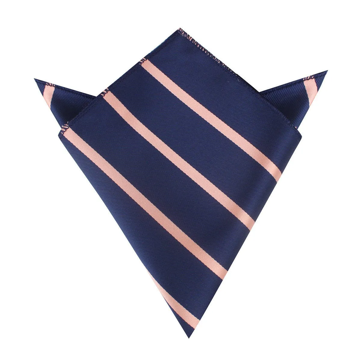 Navy Blue with Peach Stripes Pocket Square sold by OTAA