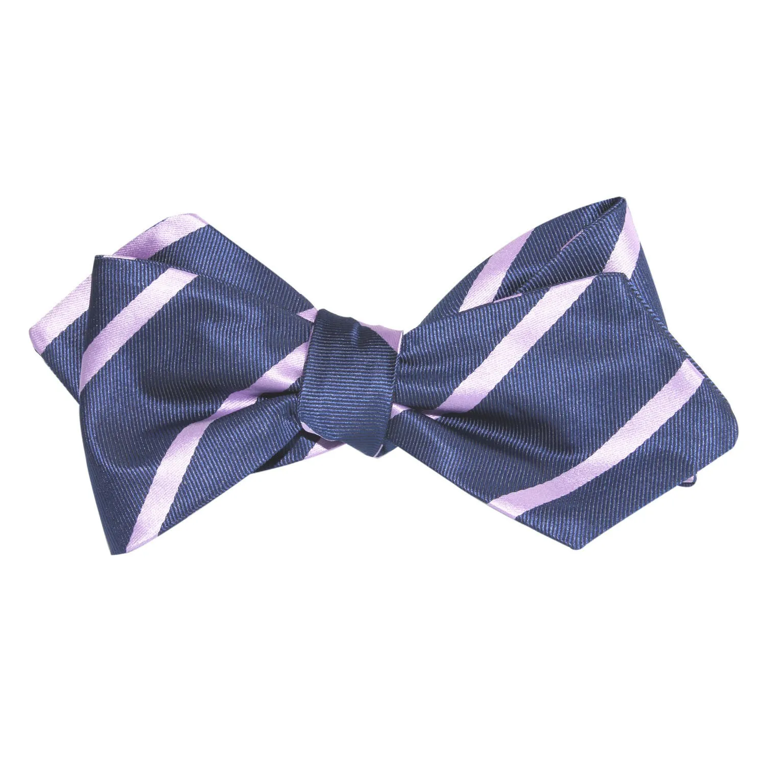 Navy Blue with Lavender Purple Stripes Self Tie Diamond Tip Bow Tie sold by OTAA product image thumbnail 3