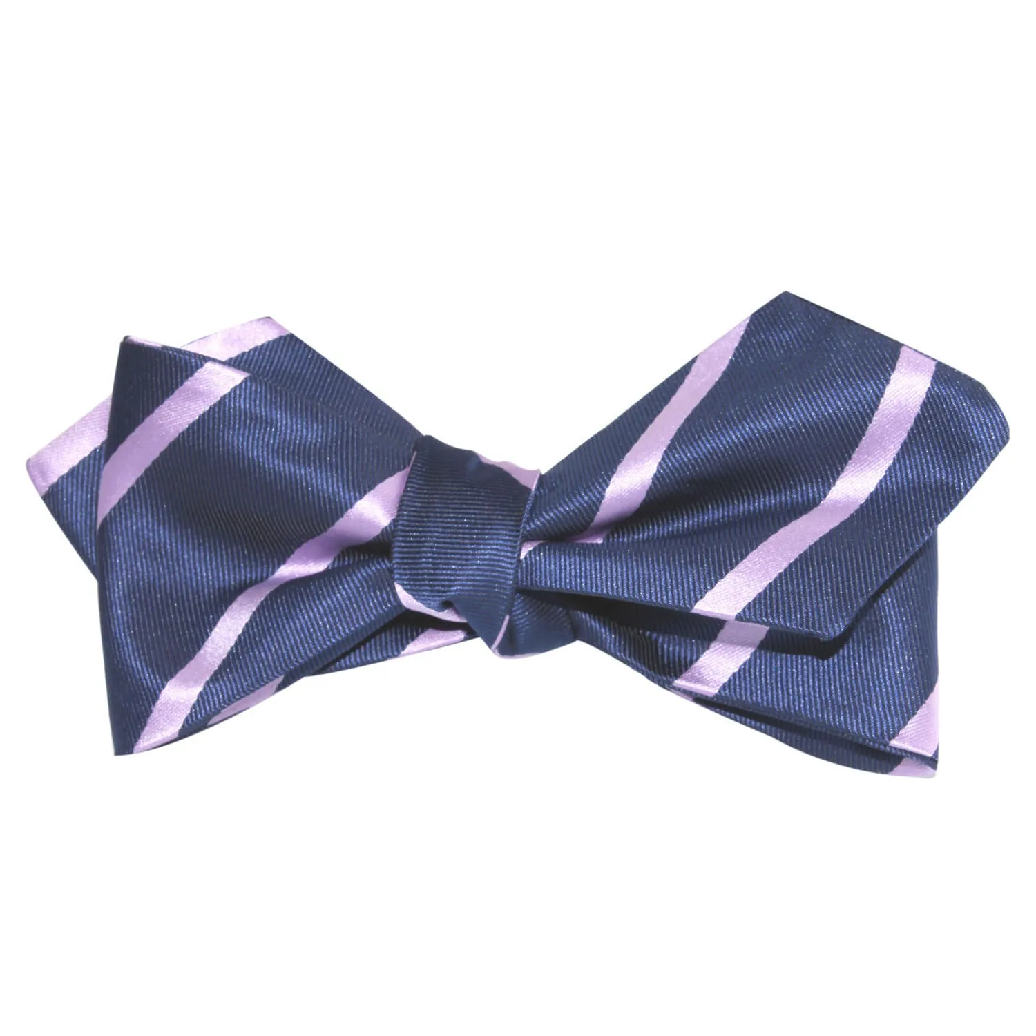 Navy Blue with Lavender Purple Stripes Self Tie Diamond Tip Bow Tie sold by OTAA product image thumbnail 2