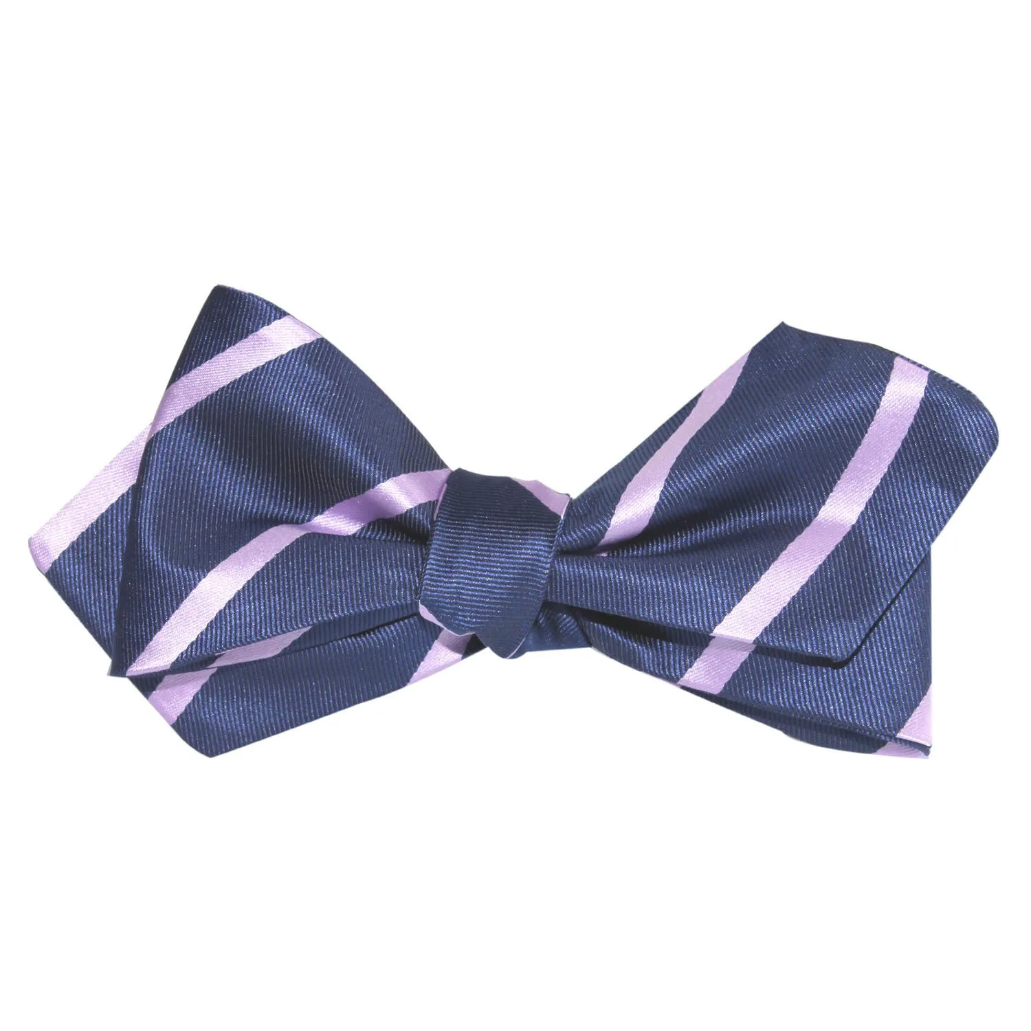 Navy Blue with Lavender Purple Stripes Self Tie Diamond Tip Bow Tie sold by OTAA product image thumbnail 4