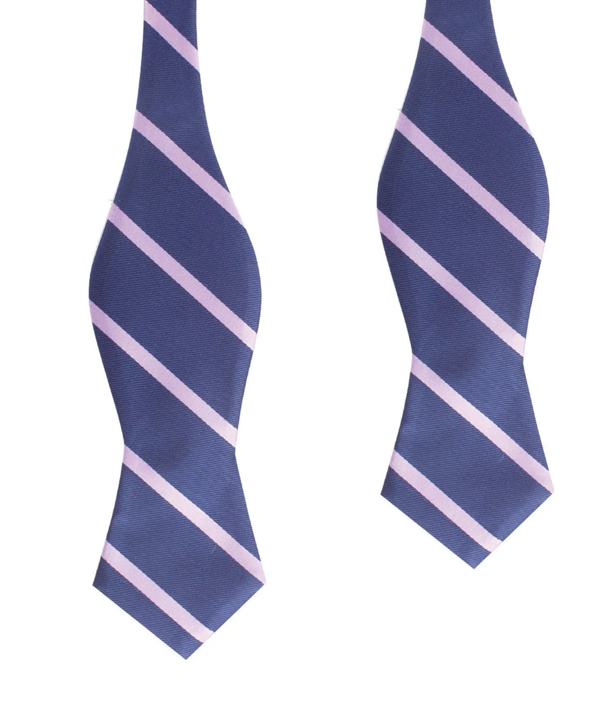 Navy Blue with Lavender Purple Stripes Self Tie Diamond Tip Bow Tie sold by OTAA