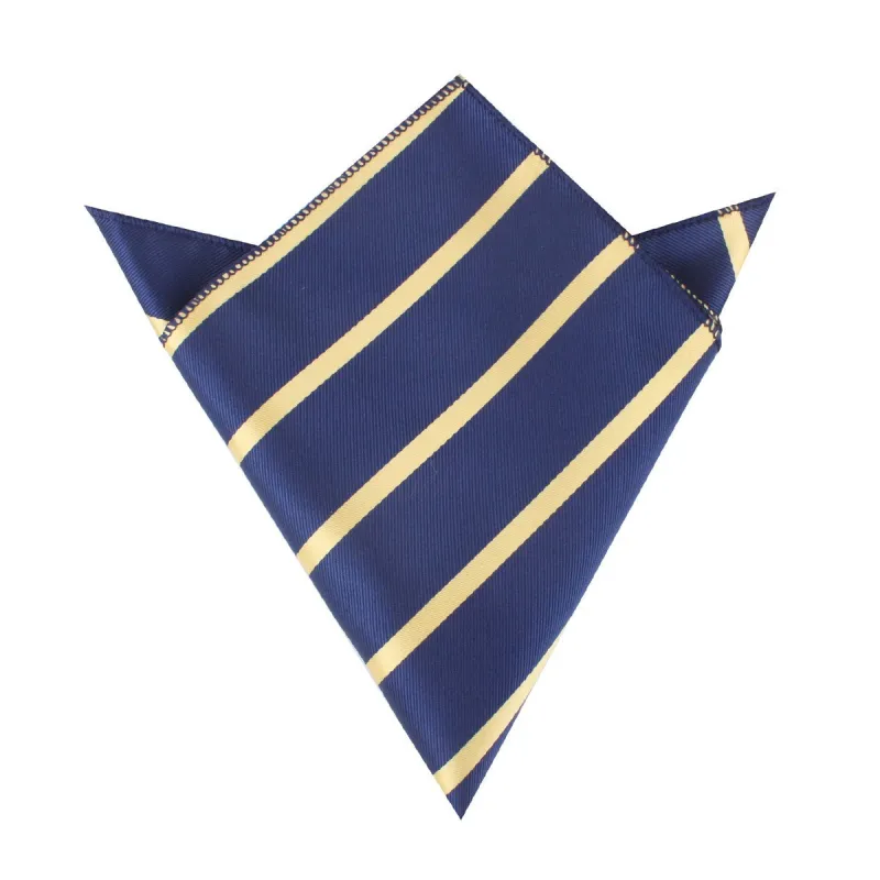 Navy Blue with Yellow Stripes Pocket Square made by OTAA