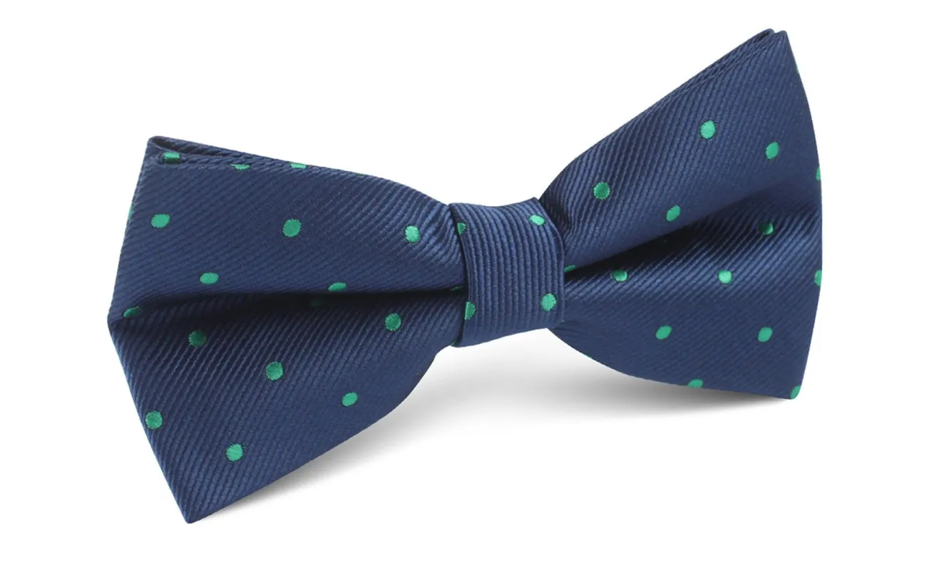 Navy Blue with Green Polka Dots Bow Tie made by OTAA