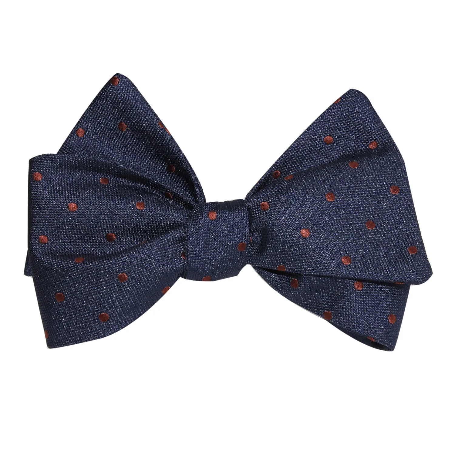 Navy Blue with Brown Polka Dots Self Tie Bow Tie sold by OTAA product image thumbnail 2
