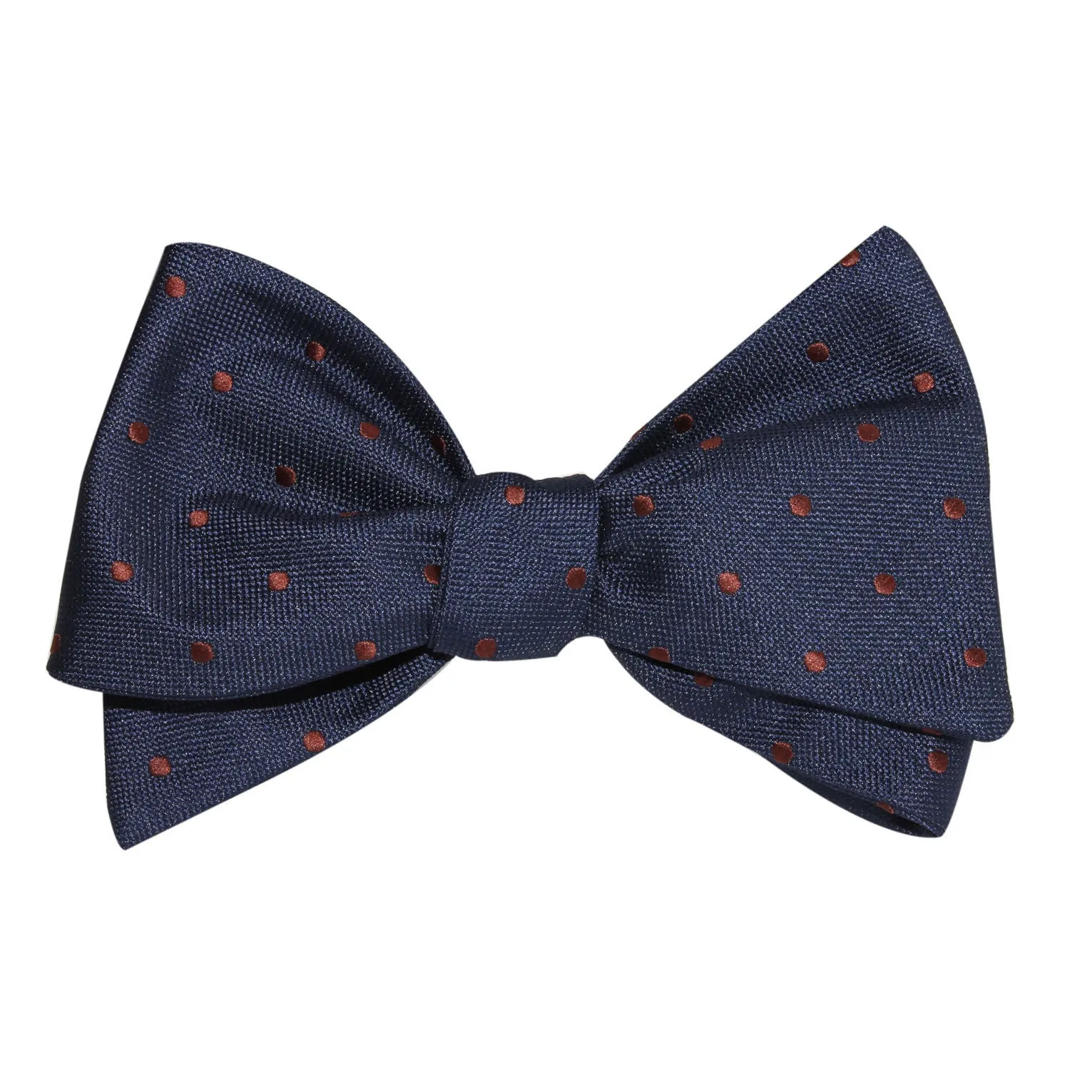 Navy Blue with Brown Polka Dots Self Tie Bow Tie sold by OTAA product image thumbnail 3