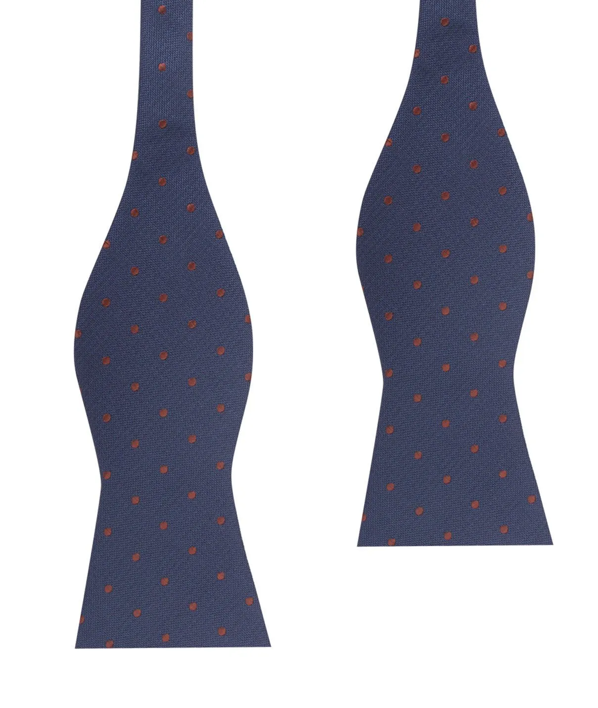 Navy Blue with Brown Polka Dots Self Tie Bow Tie sold by OTAA