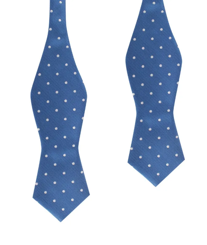 Royal Blue with White Polka Dots Self Tie Diamond Tip Bow Tie made by OTAA