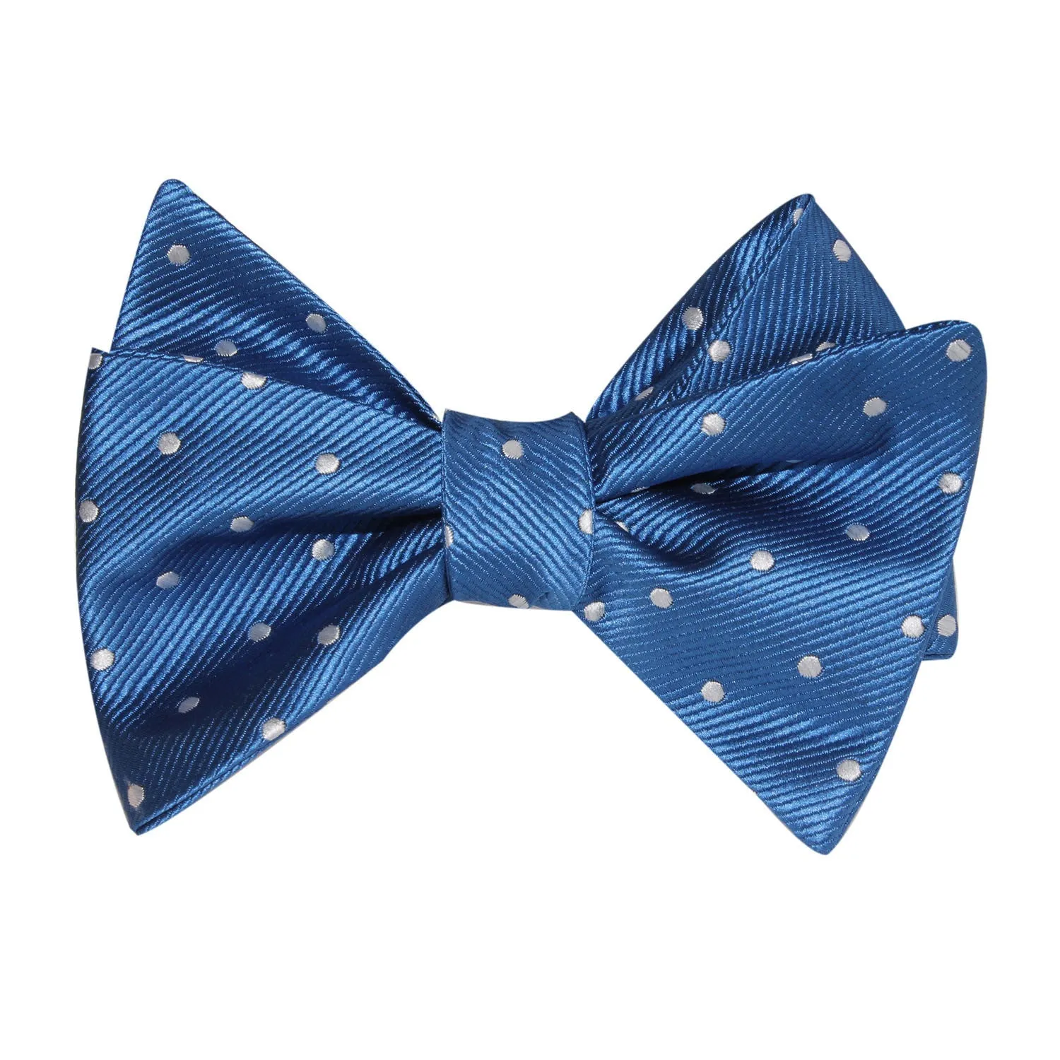 Royal Blue with White Polka Dots Self Tie Bow Tie sold by OTAA product image thumbnail 2