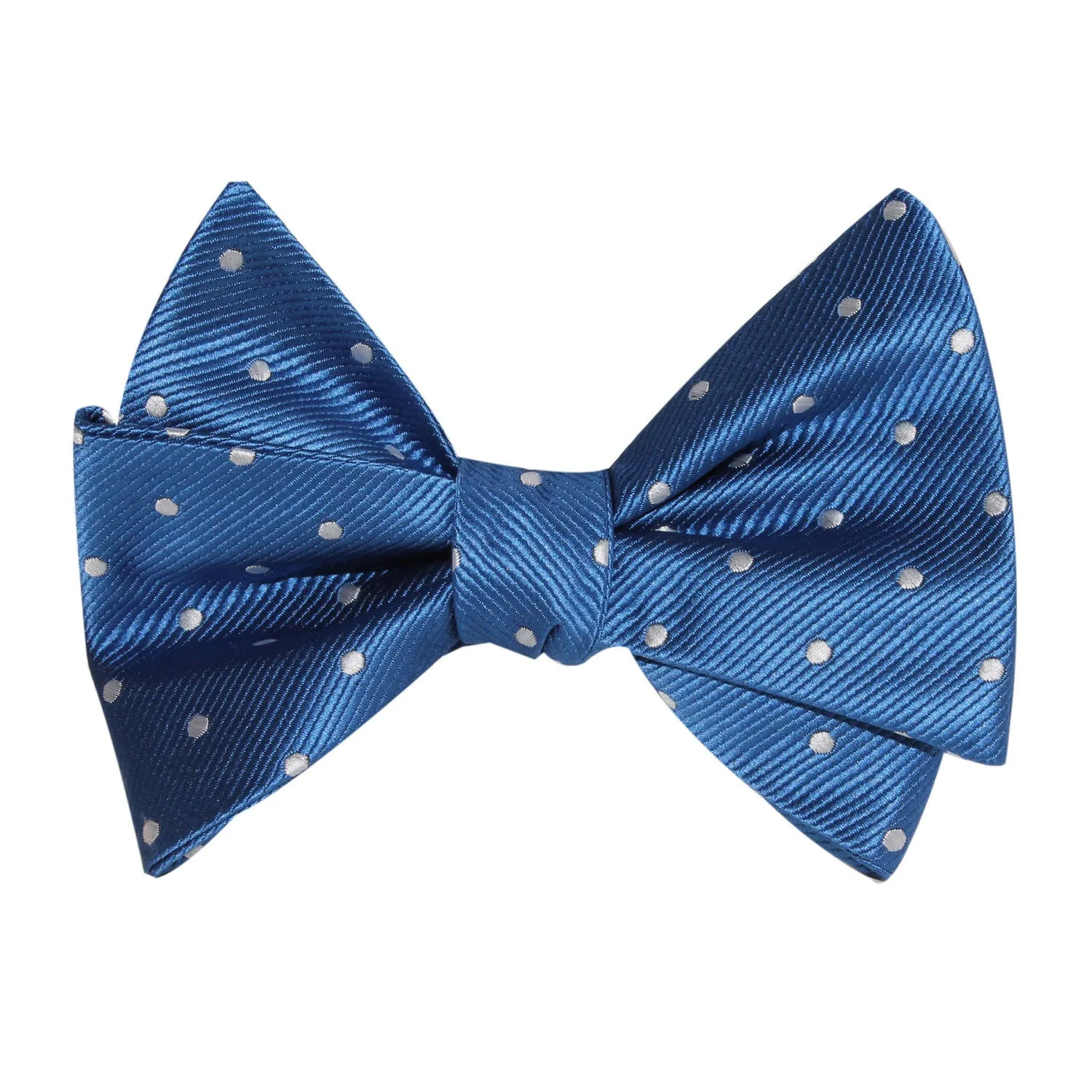 Royal Blue with White Polka Dots Self Tie Bow Tie sold by OTAA product image thumbnail 3