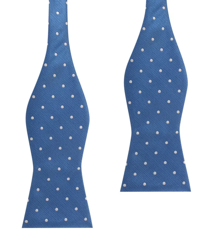 Royal Blue with White Polka Dots Self Tie Bow Tie made by OTAA