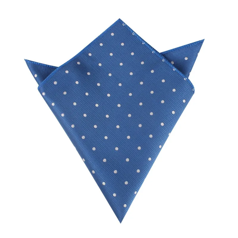 Royal Blue with White Polka Dots Pocket Square made by OTAA