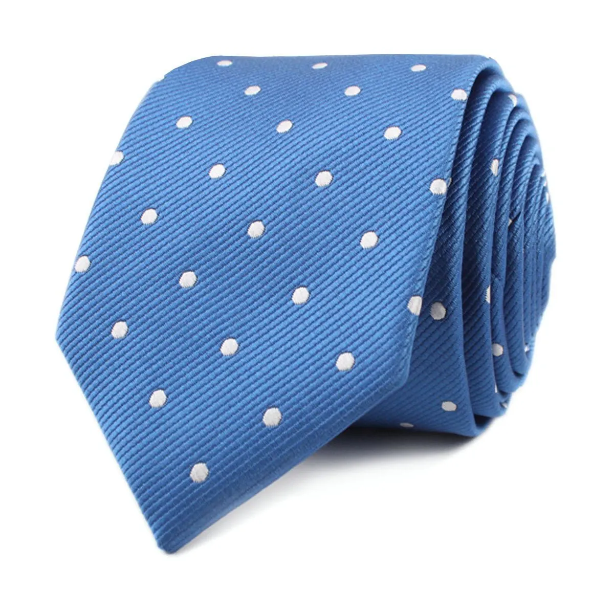 Royal Blue with White Polka Dots Skinny Tie sold by OTAA product image thumbnail 2