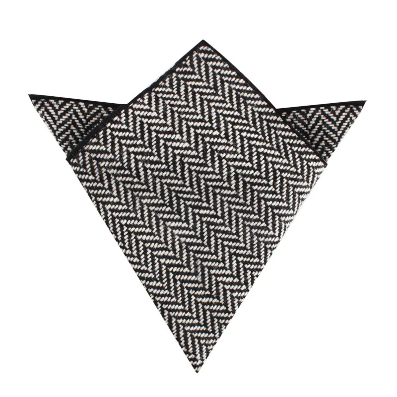 Black Chevron Wool Pocket Square made by OTAA