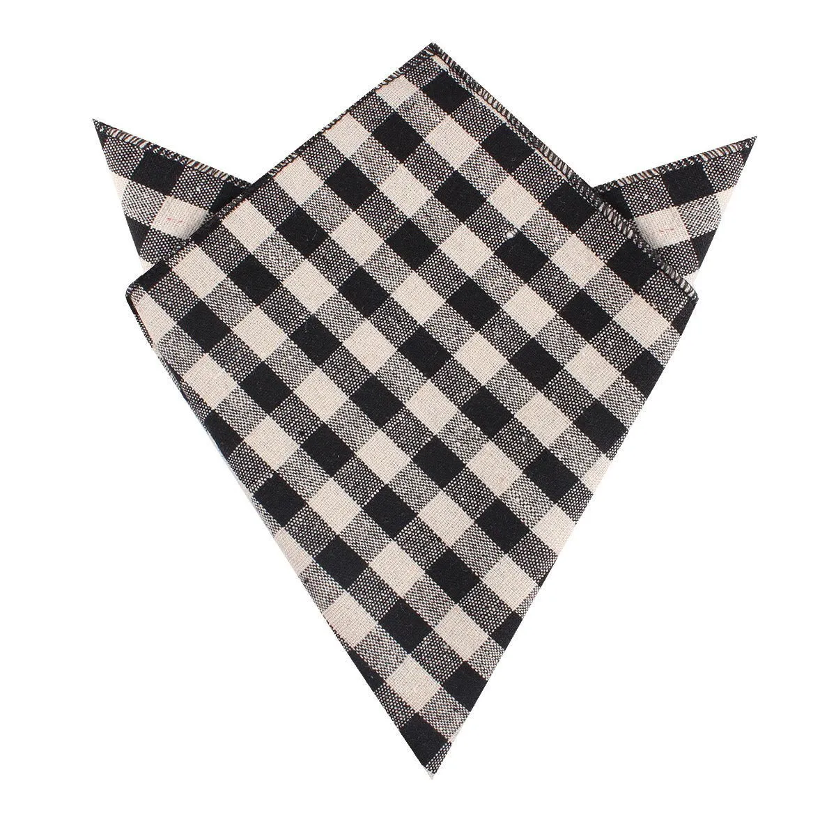Khaki & Black Gingham Linen Pocket Square sold by OTAA