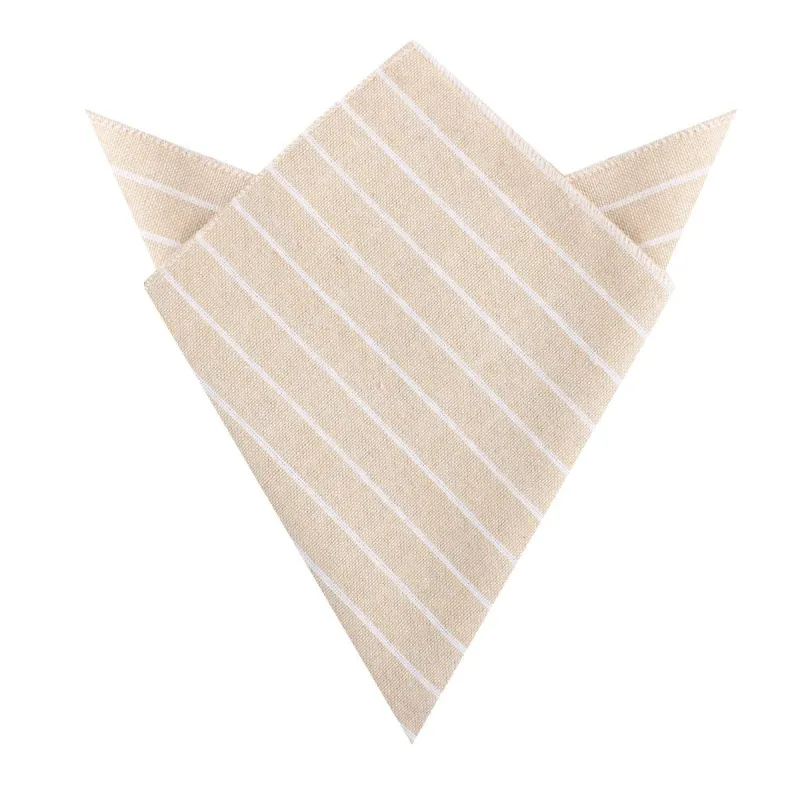 Khaki Linen Pinstripe Pocket Square made by OTAA