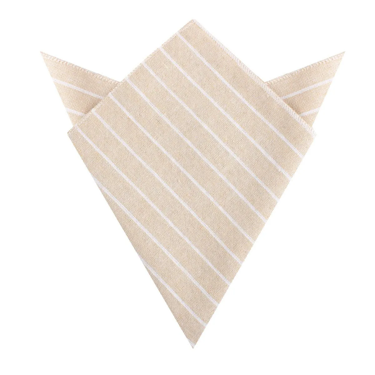 Khaki Linen Pinstripe Pocket Square sold by OTAA
