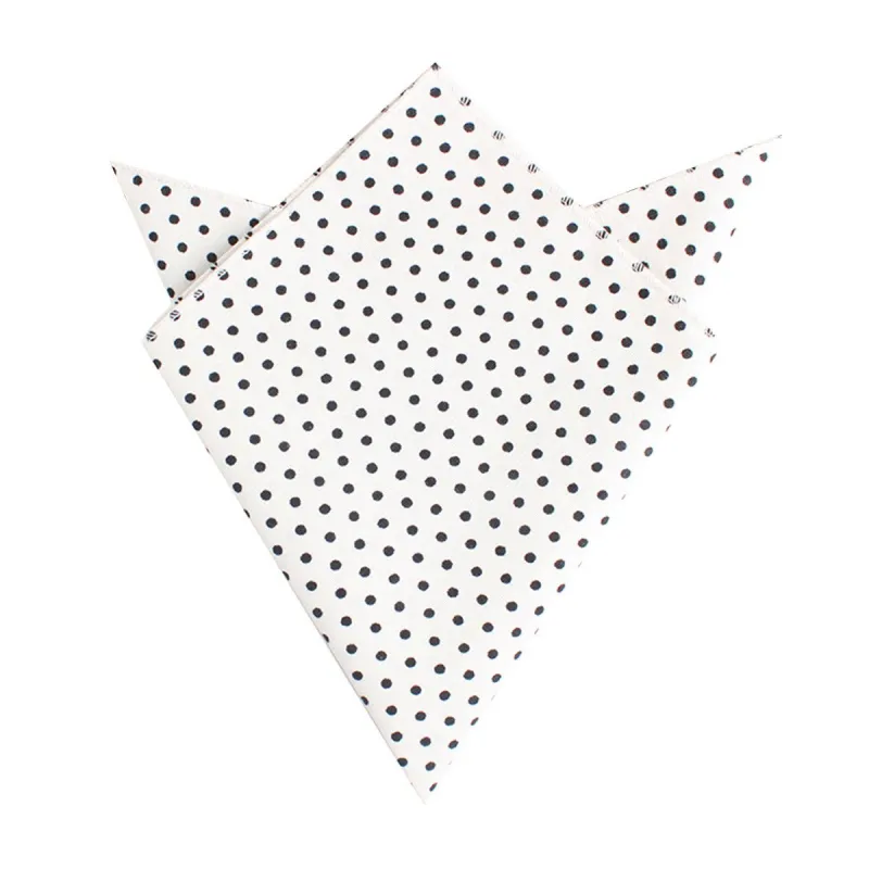 White with Black Polkadot Cotton Pocket Square made by OTAA