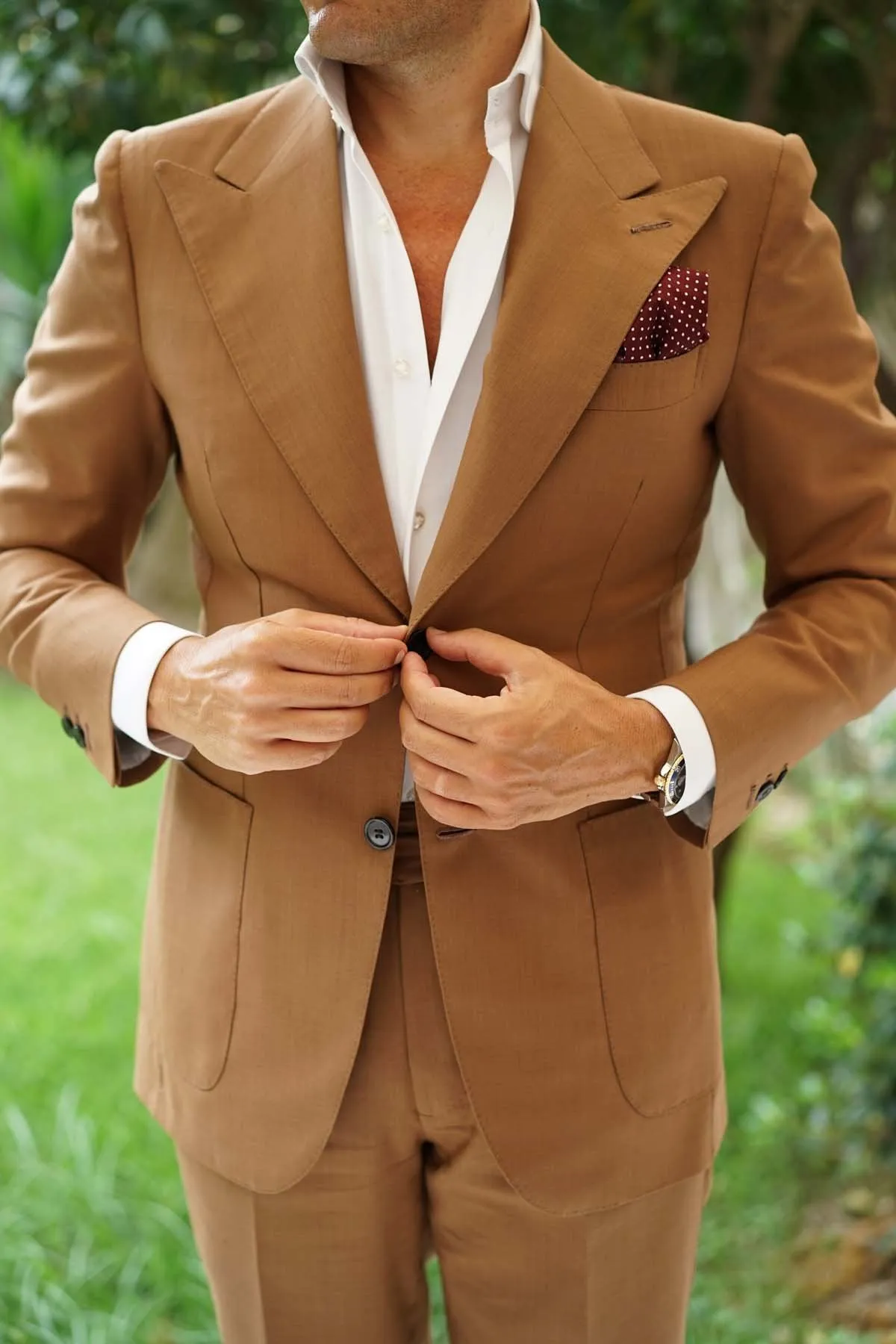 Burgundy Cotton Polkadot Pocket Square sold by OTAA product image thumbnail 4