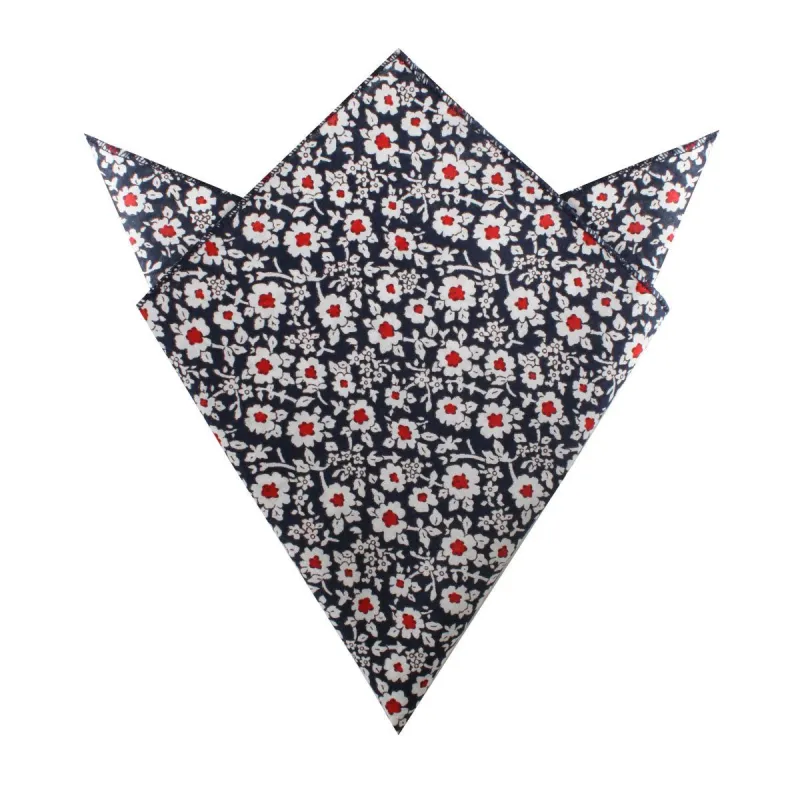 New York Navy Floral Pocket Square made by OTAA