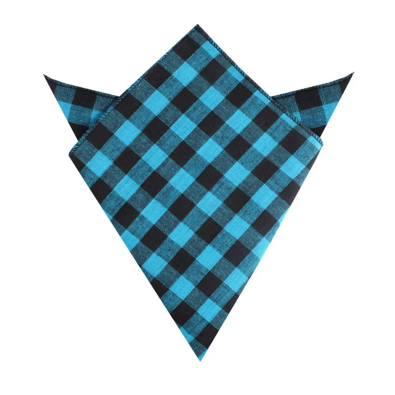 Grim Blue Gingham Pocket Square made by OTAA