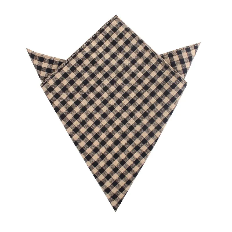 Khaki Black Gingham Blend Pocket Square made by OTAA
