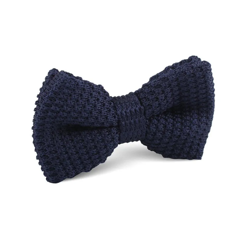 Navy Blue Knitted Bow Tie made by OTAA